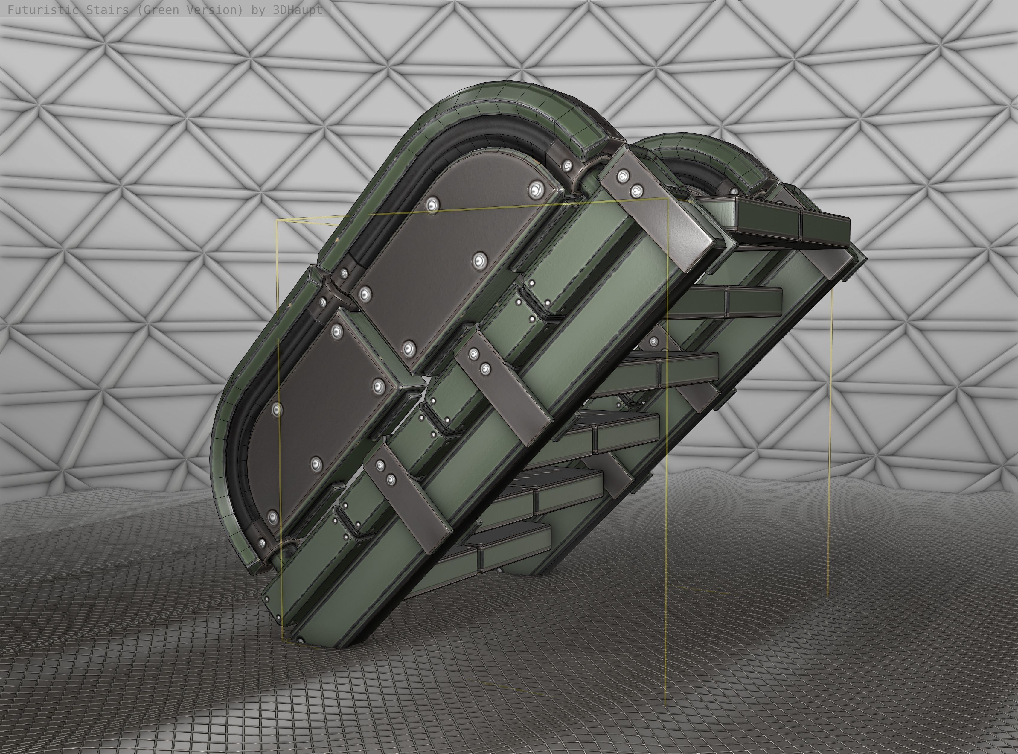 Sci-Fi Stairs - 30 - Green Version Low-poly 3D model_13