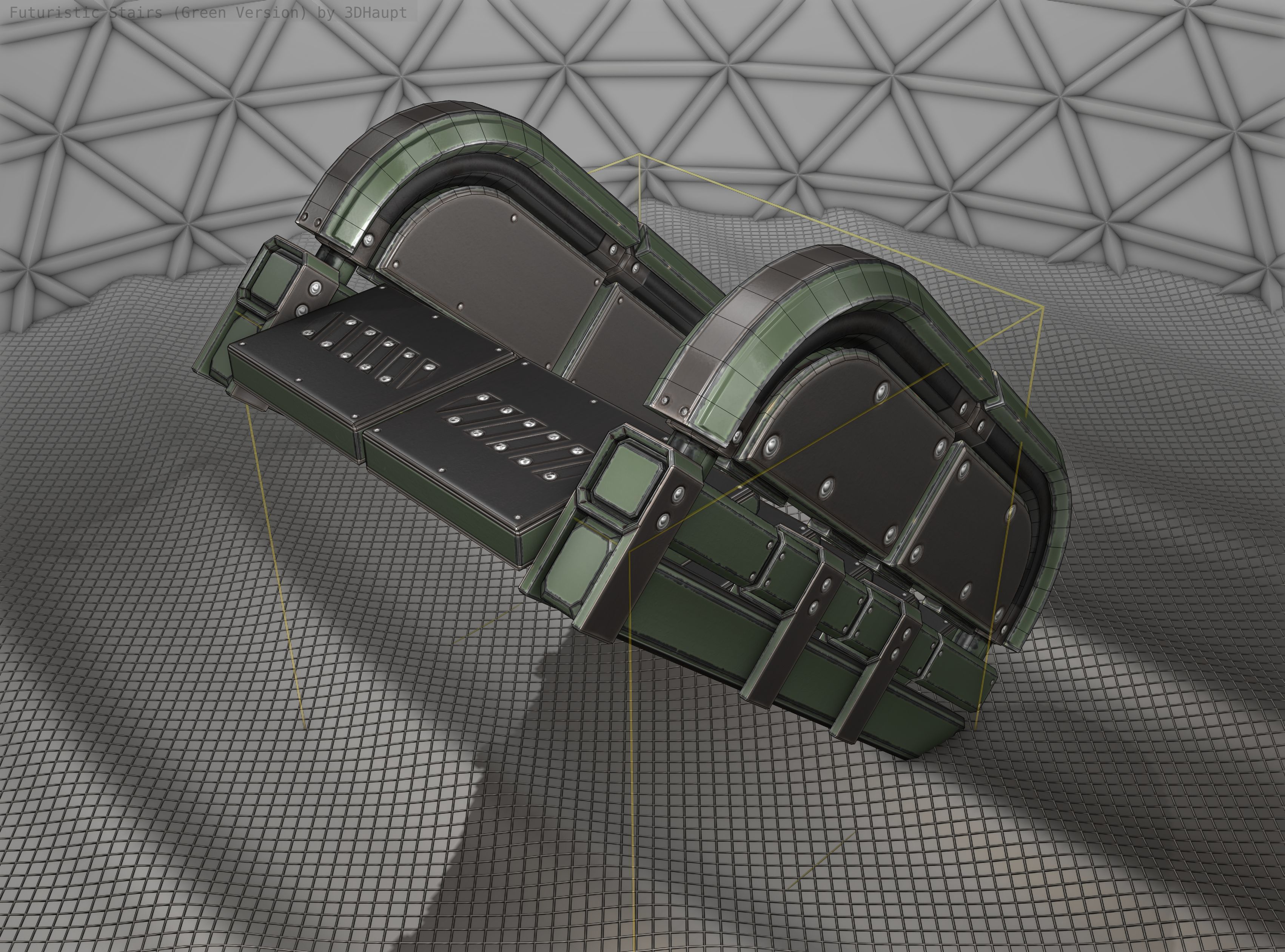 Sci-Fi Stairs - 30 - Green Version Low-poly 3D model_7