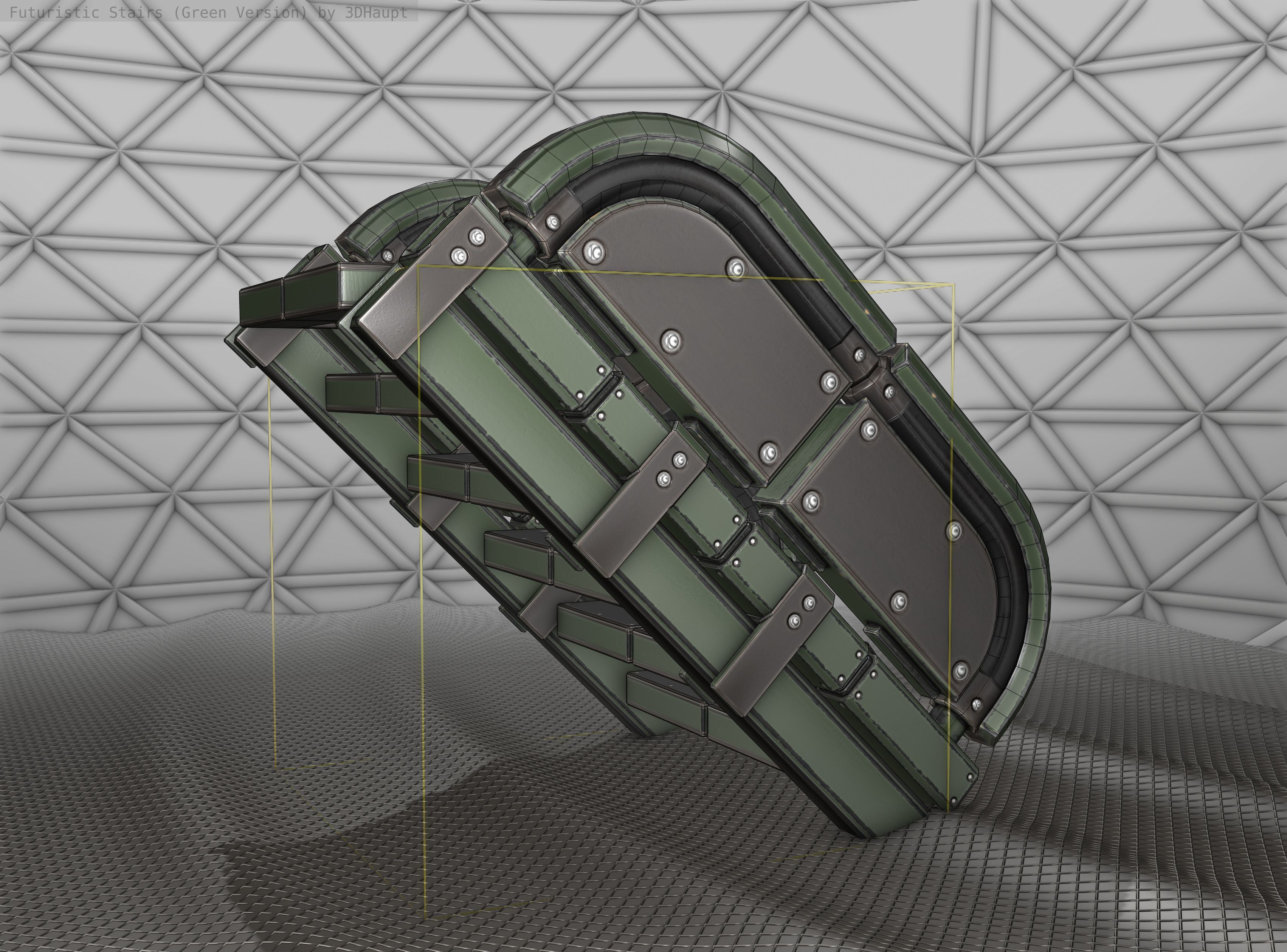 Sci-Fi Stairs - 30 - Green Version Low-poly 3D model_15