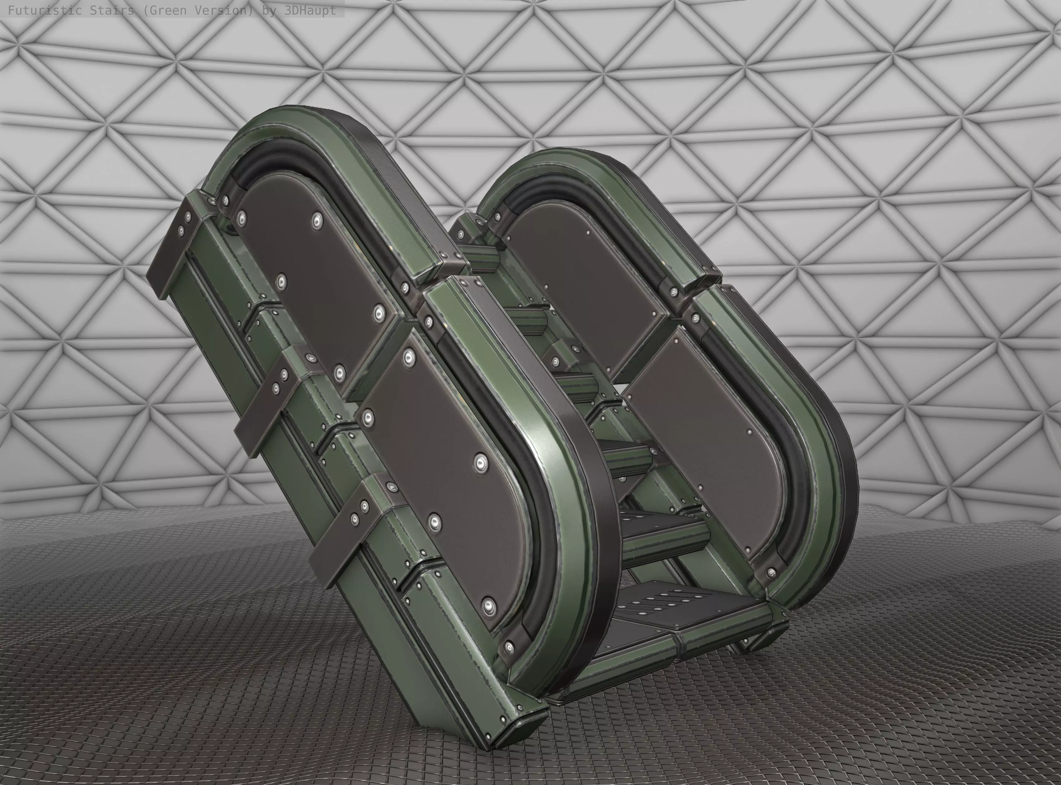 Sci-Fi Stairs - 30 - Green Version Low-poly 3D model_0