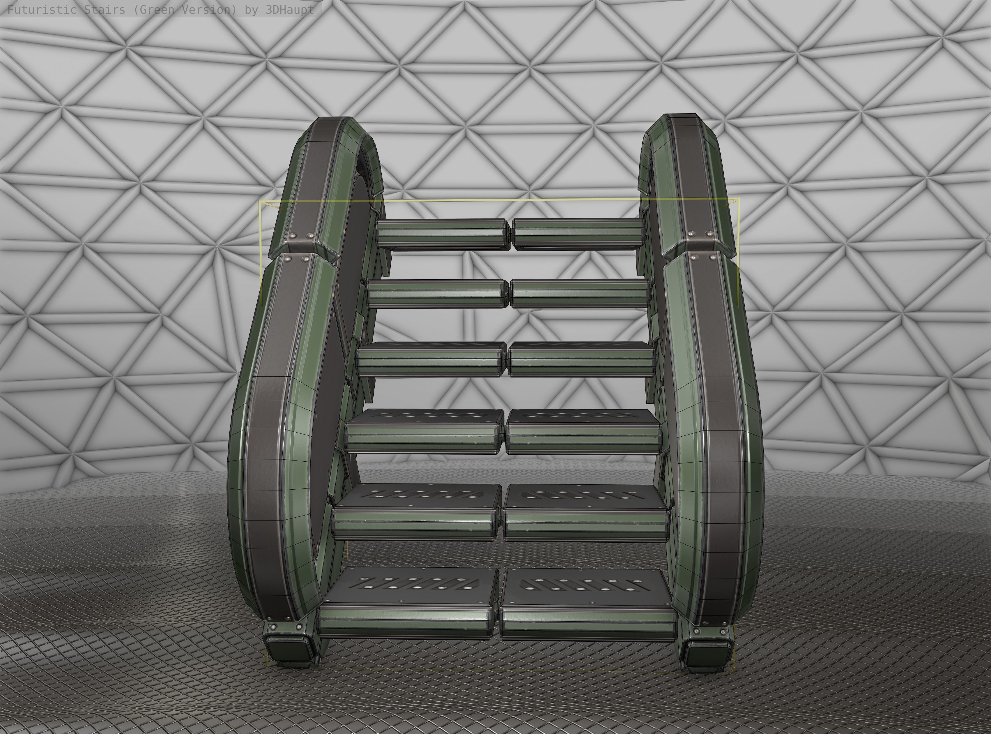 Sci-Fi Stairs - 30 - Green Version Low-poly 3D model_16