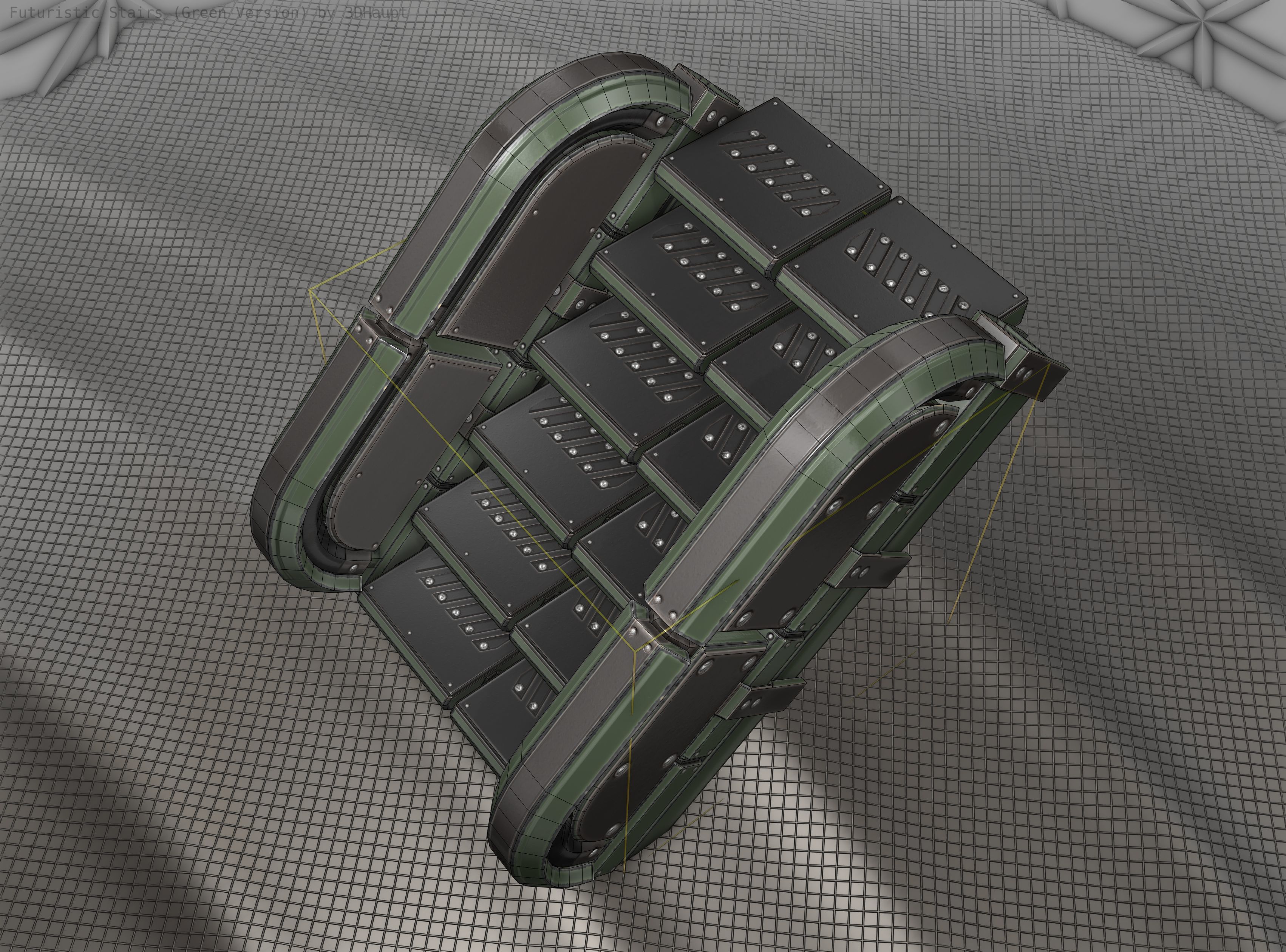 Sci-Fi Stairs - 30 - Green Version Low-poly 3D model_18