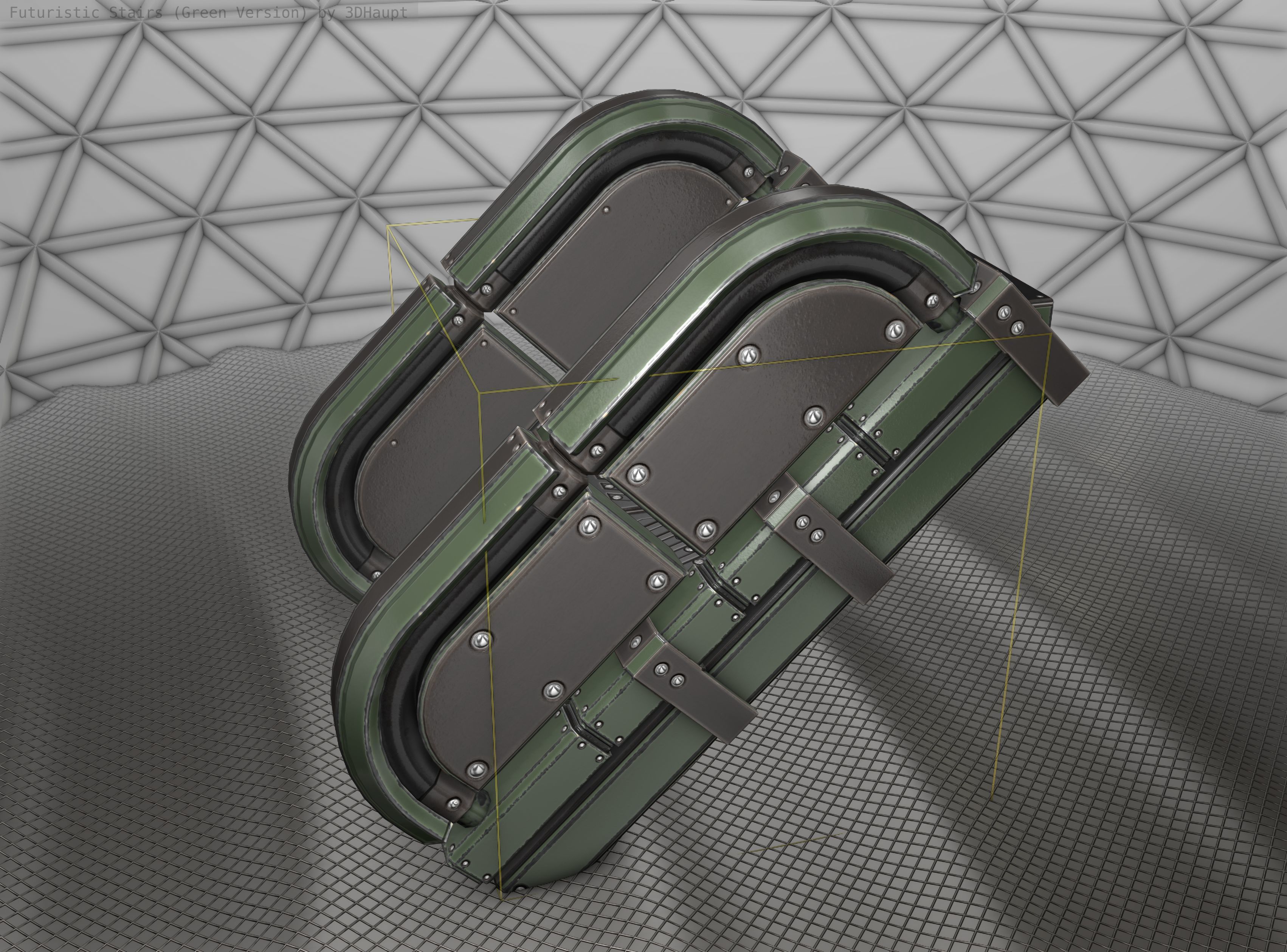 Sci-Fi Stairs - 30 - Green Version Low-poly 3D model_24