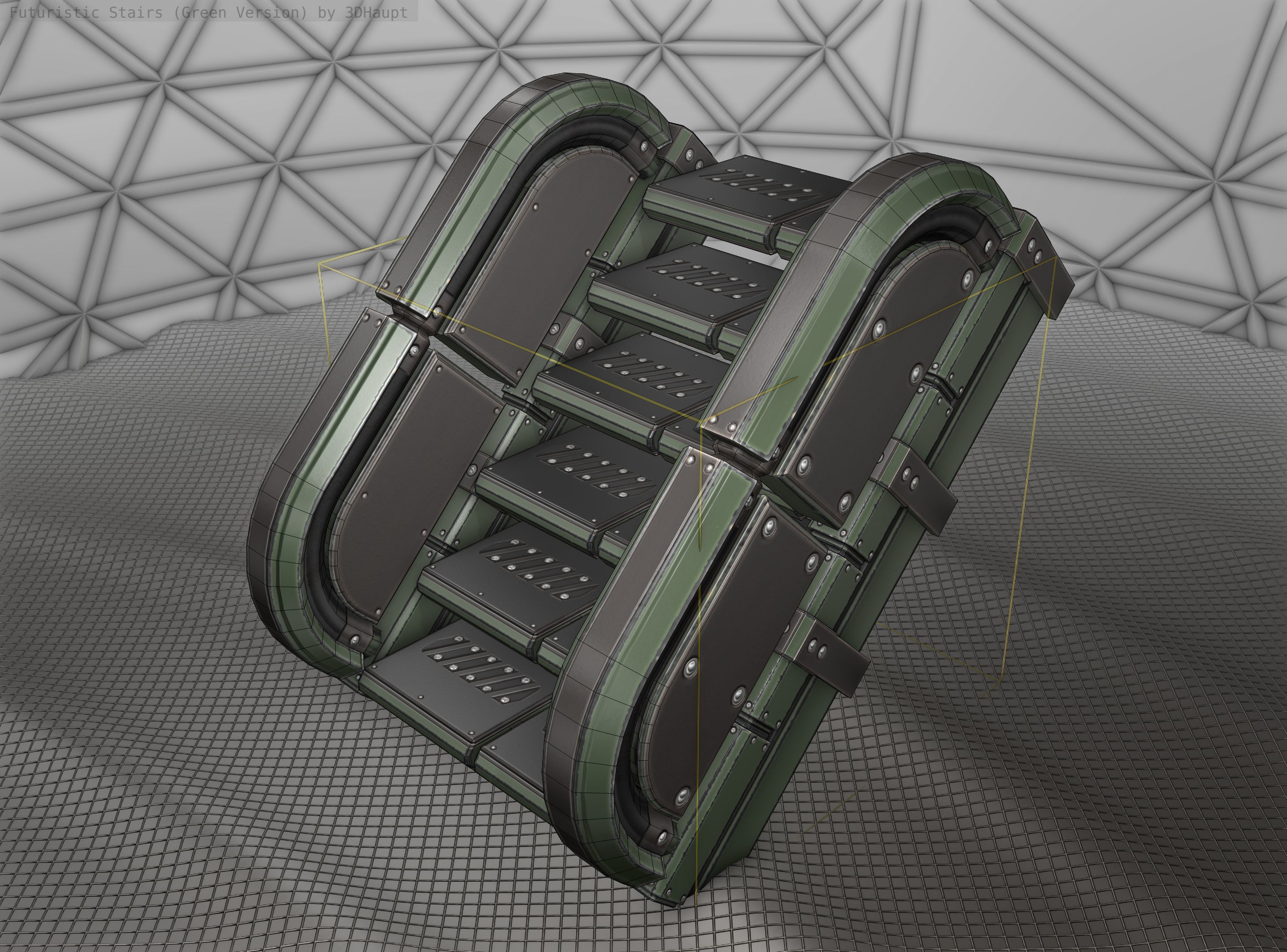 Sci-Fi Stairs - 30 - Green Version Low-poly 3D model_11