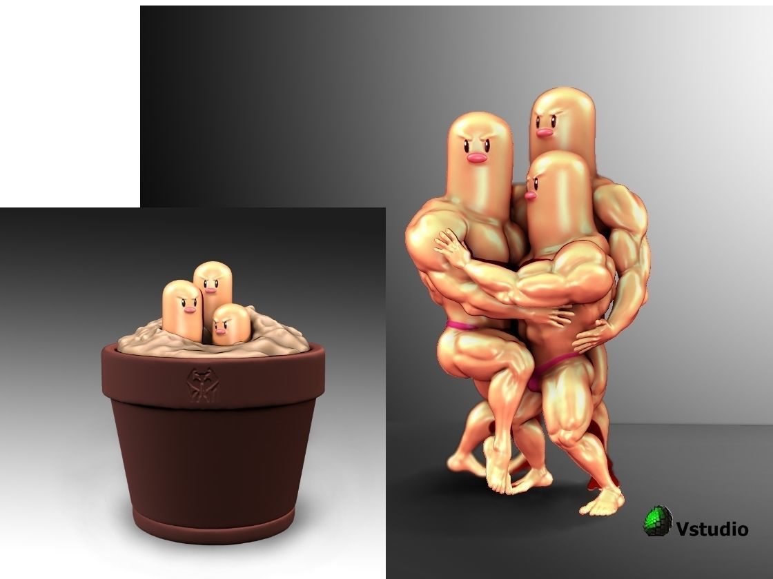 Dugtrio Funny 3D print model_1