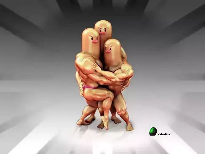 Dugtrio Funny 3D print model Dugtrio Funny 3D print model