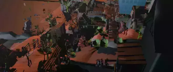 aliraq computer screen showing city Low-poly 3D model