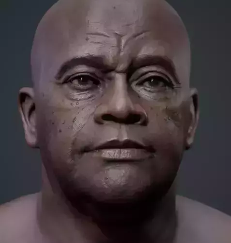 Realistic black male real-time head Low-poly 3D model