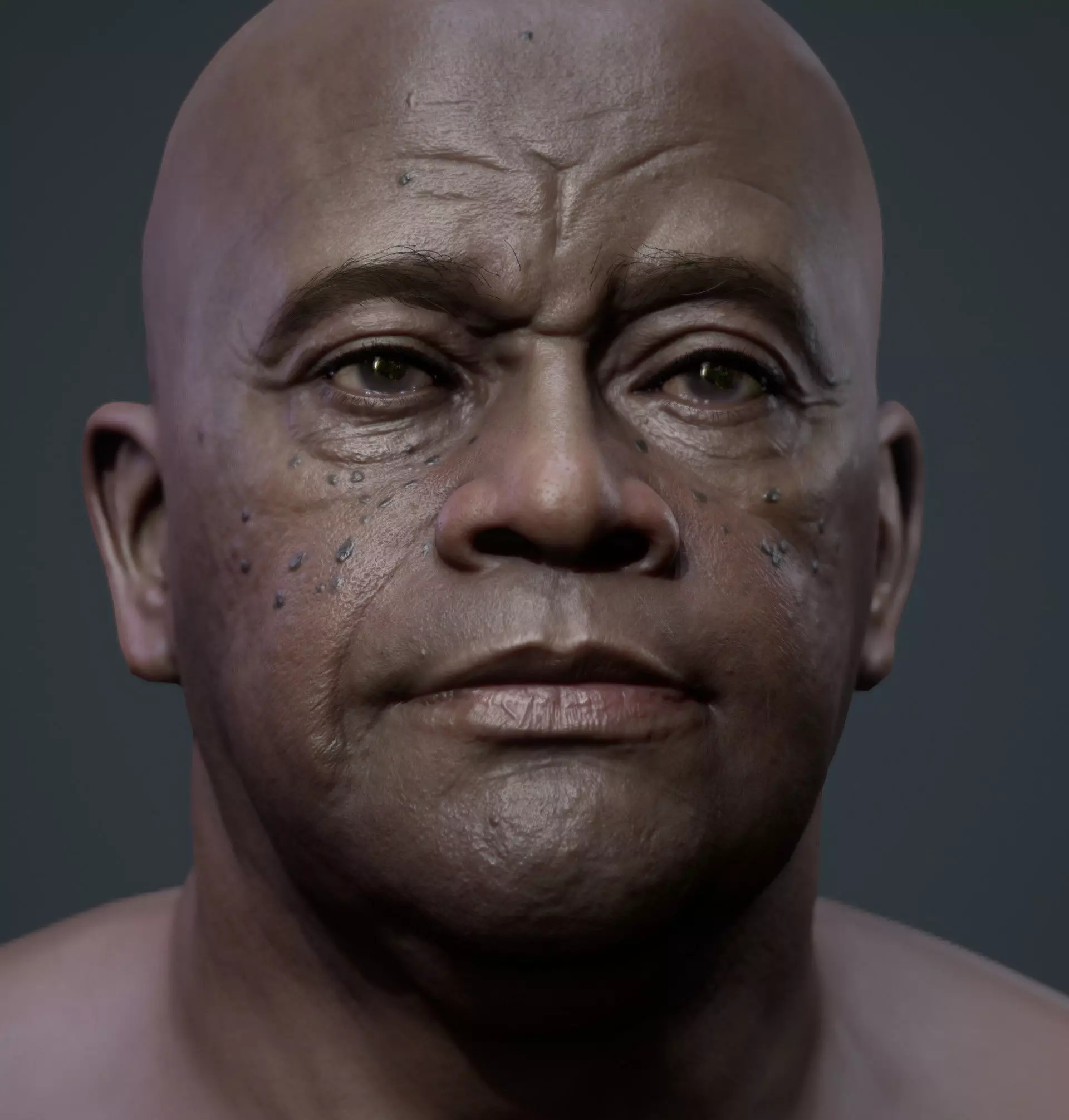 Realistic black male real-time head Low-poly 3D model_0