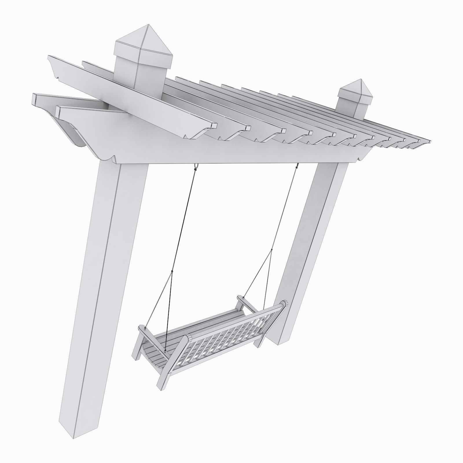 Swinging Bench Low-poly 3D model_6