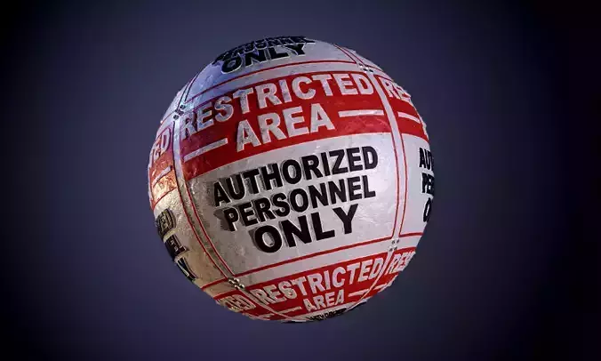 Metal Restricted Area Warning Danger Sign Seamless PBR Texture