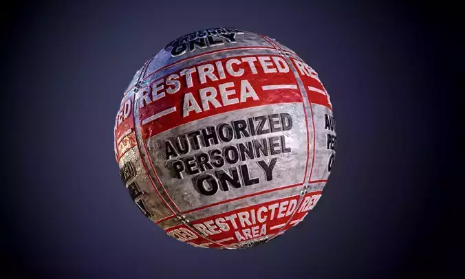 Metal Restricted Area Keep Out Sign Grunge Seamless PBR Texture