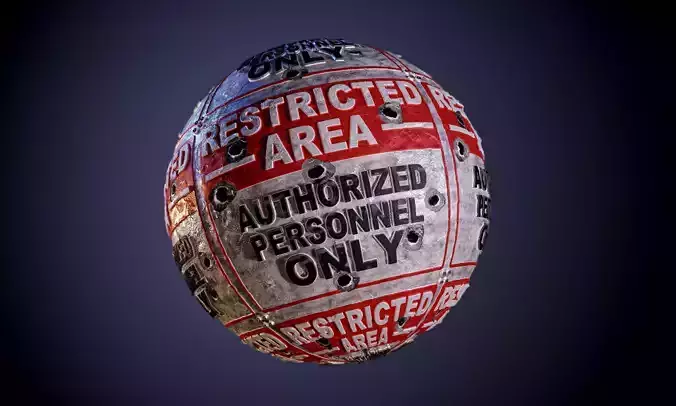 Metal Restricted Area Keep out sign Grunge Seamless PBR Texture