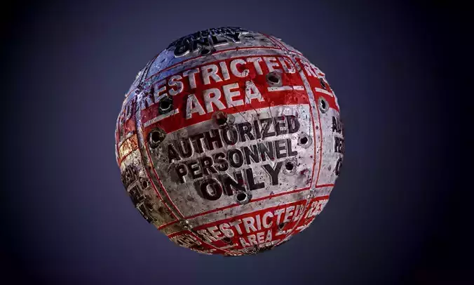 Metal Restricted Area Grunge Sign Seamless PBR Texture