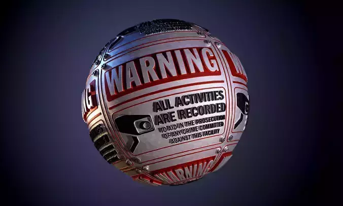 Metal Restricted Area Camera Sign Seamless PBR Texture
