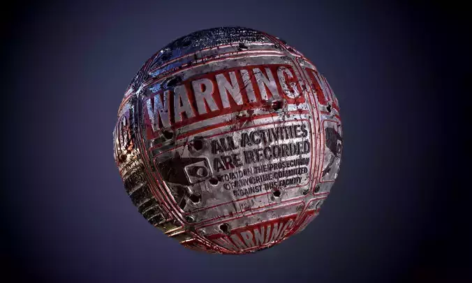 Metal Restricted Area Camera Sign Bullet Seamless PBR Texture