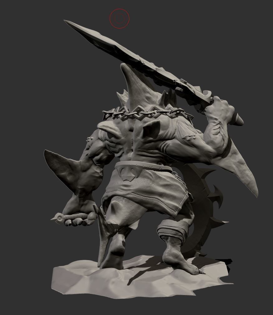 sharkman shark holding sword 3D print model_1