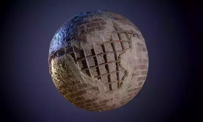 Brick Damaged Decay Rebar Seamless PBR Texture Texture