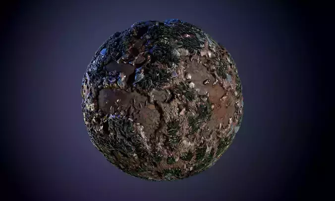 Ground Stone River Grass Seamless PBR Texture