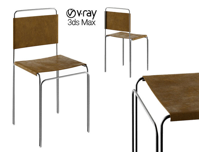 Chair modern with leather for kitchen Low-poly 3D model