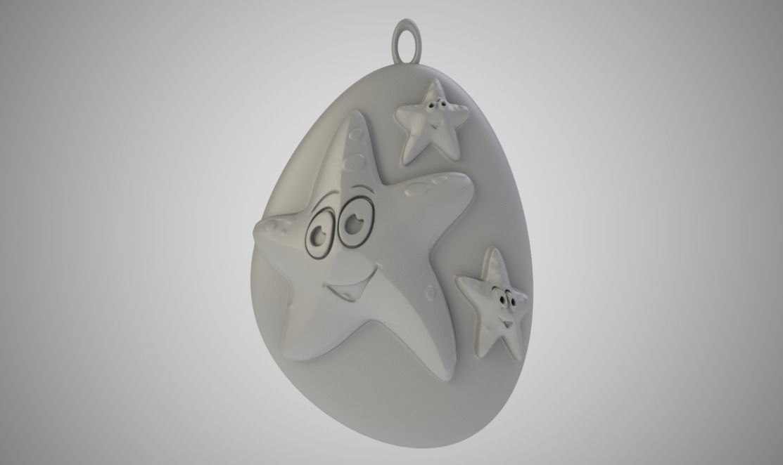 Rock Starfish Necklace 3D print model_1