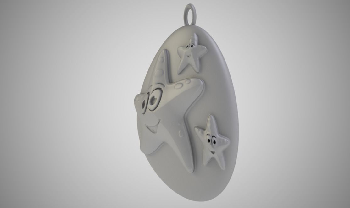 Rock Starfish Necklace 3D print model_3