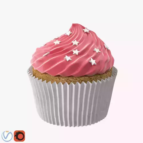 Cupcake with stars on top 3D model