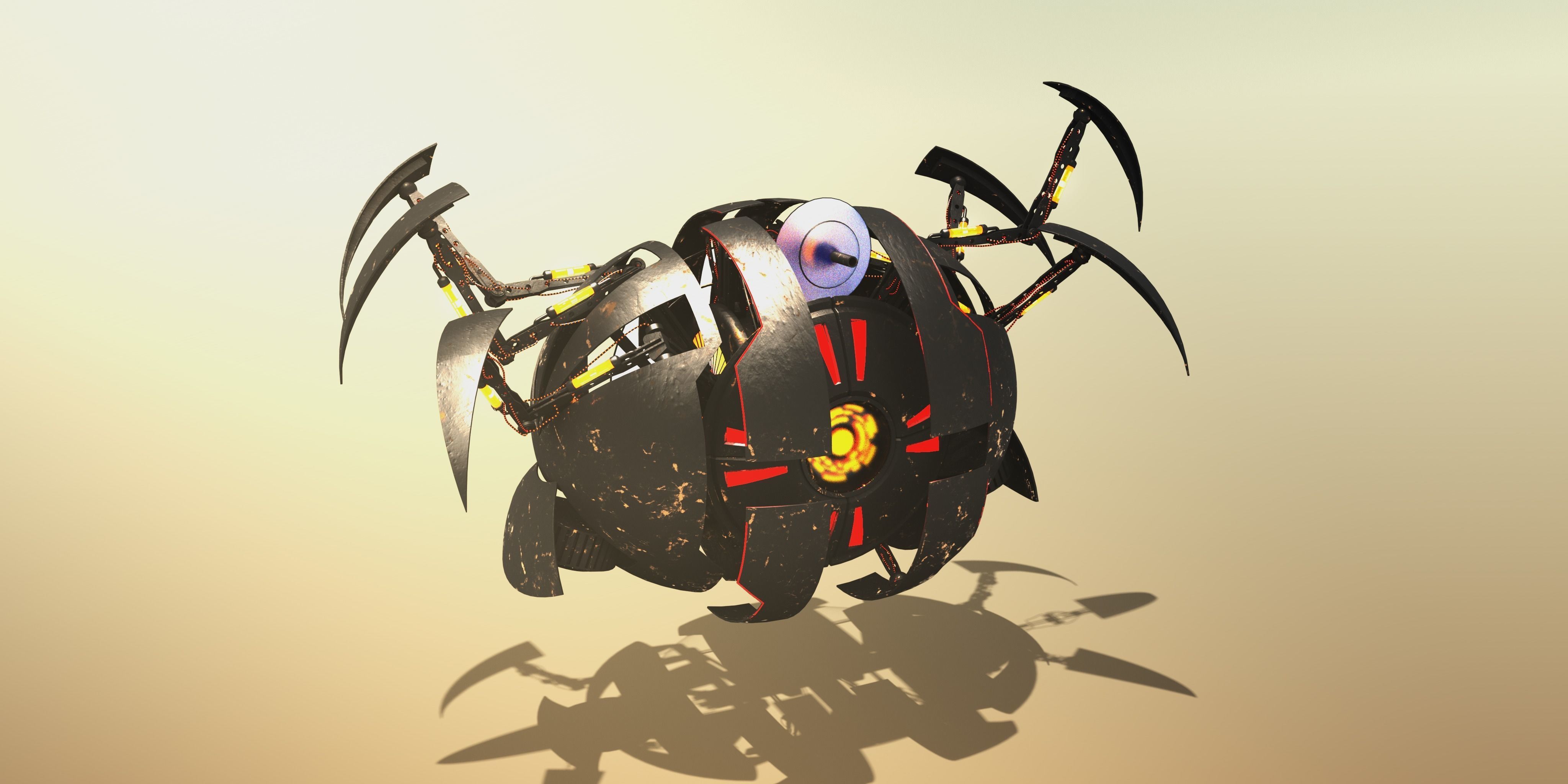 Sci-fi spheric drone 3D model_4