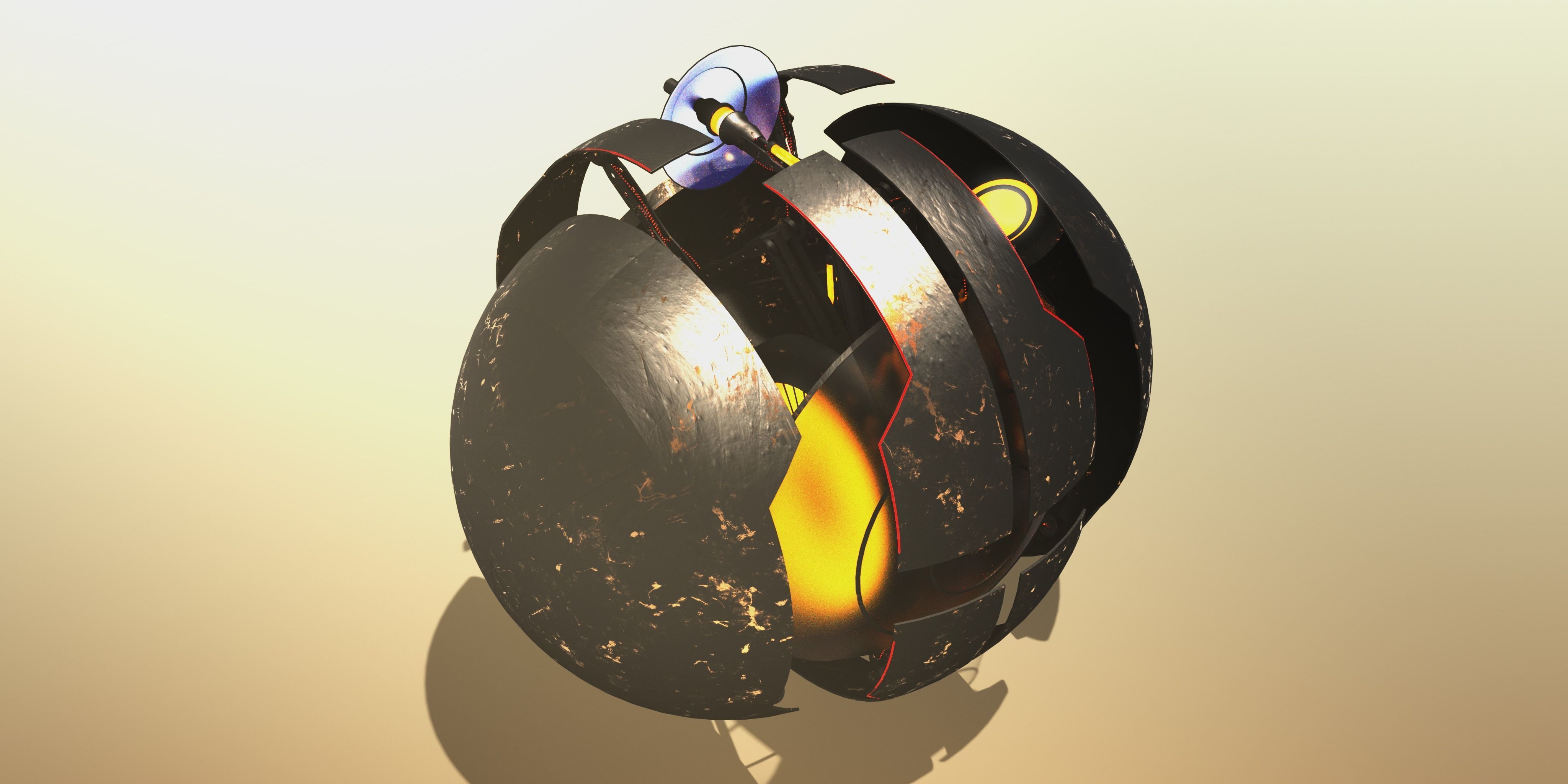 Sci-fi spheric drone 3D model_3