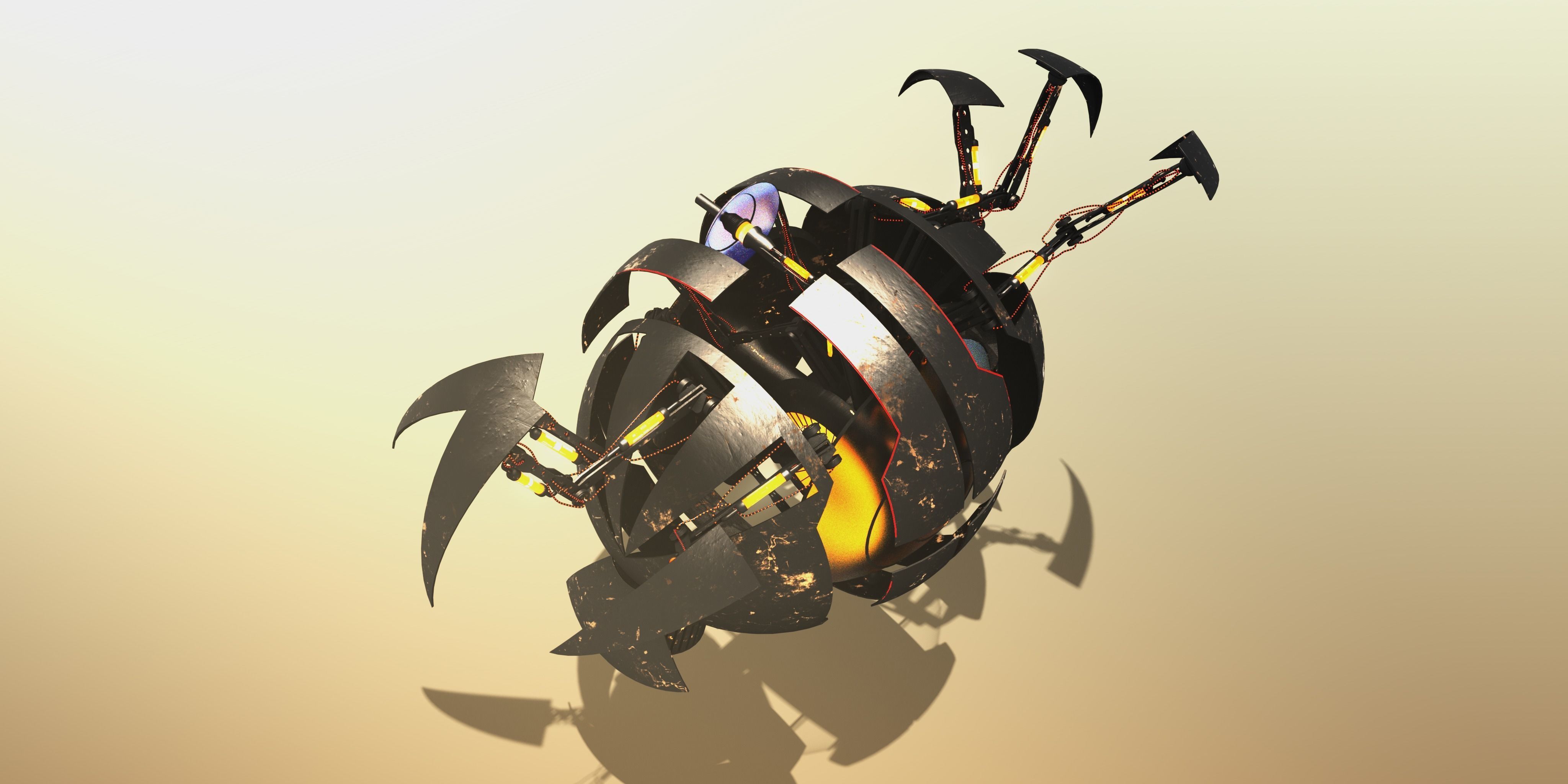 Sci-fi spheric drone 3D model_6