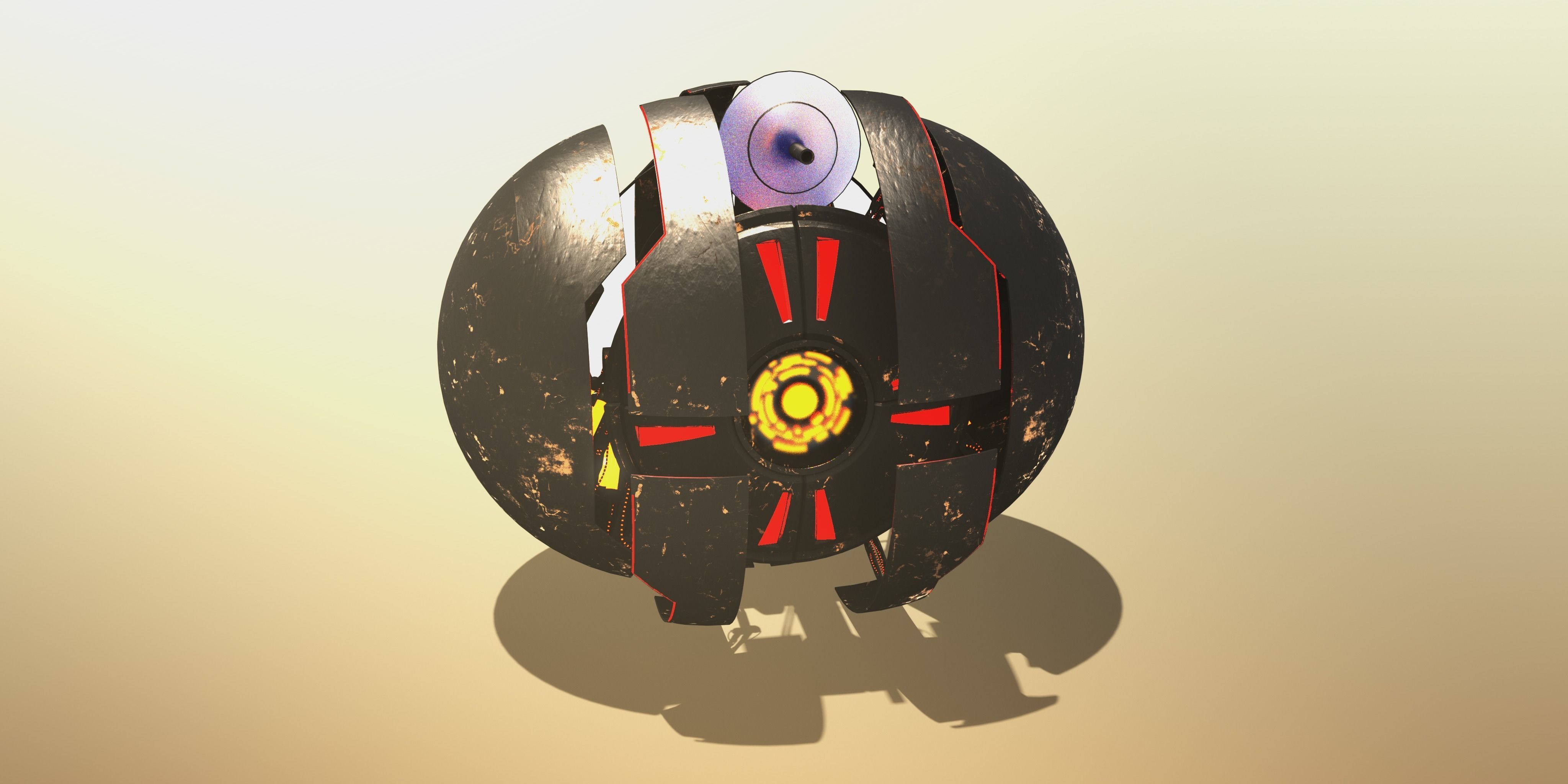 Sci-fi spheric drone 3D model_2