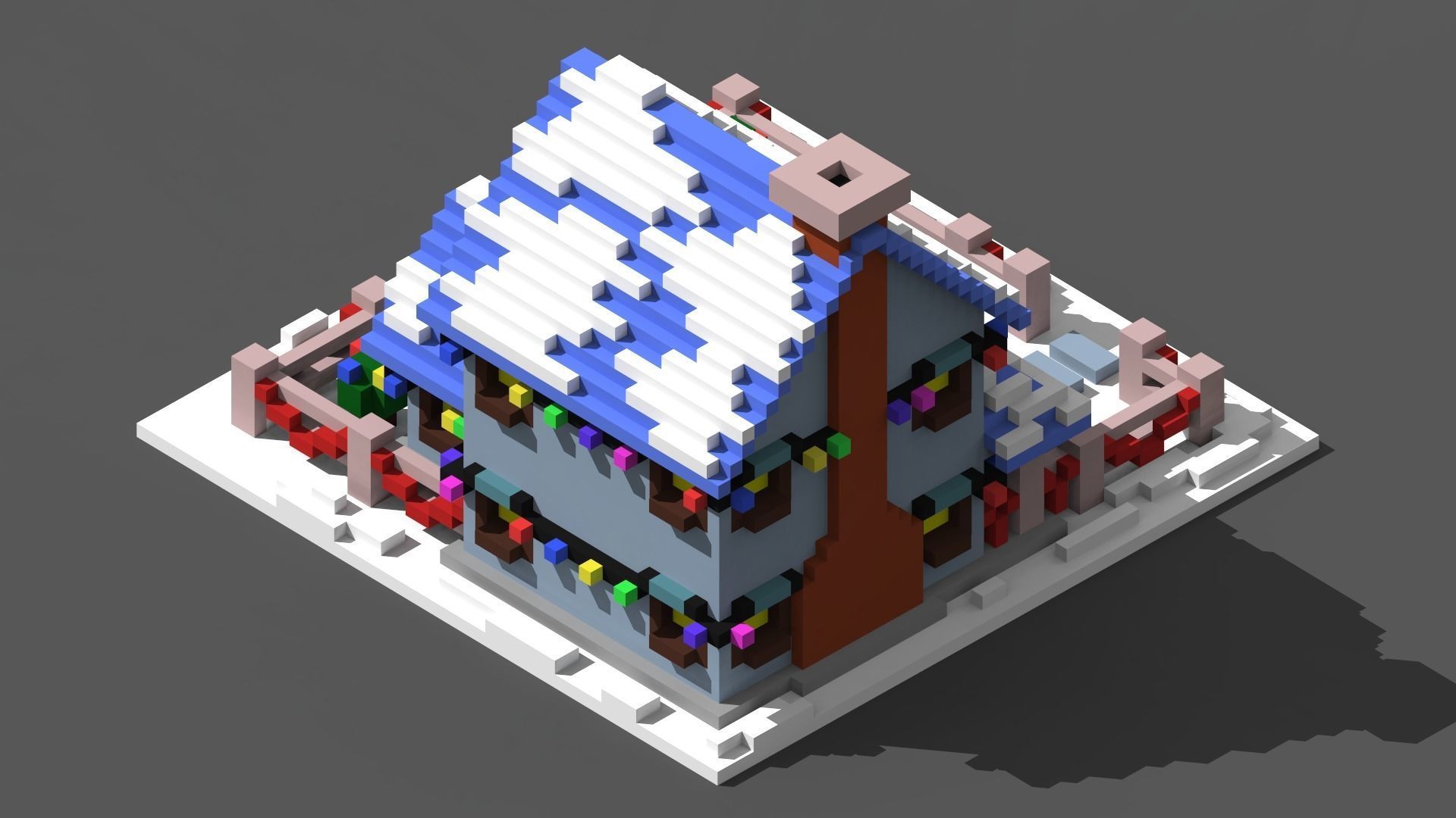 Xmas House Voxel - 1 Low-poly 3D model_2