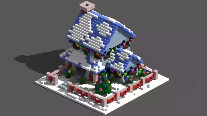 Xmas House Voxel - 1 Low-poly 3D model Xmas House Voxel - 1 Low-poly 3D model