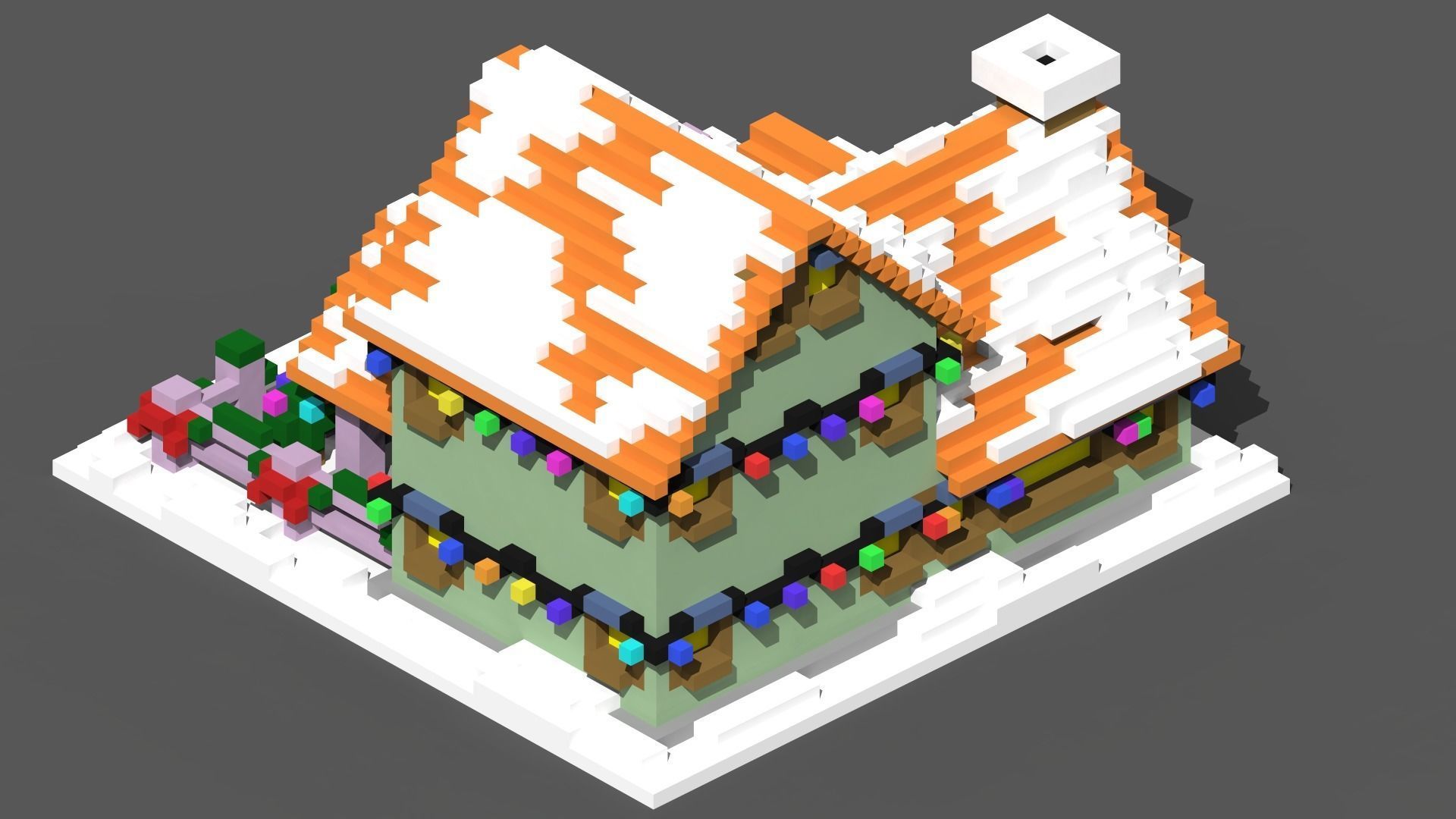 Xmas House Voxel - 2 Low-poly 3D model_1