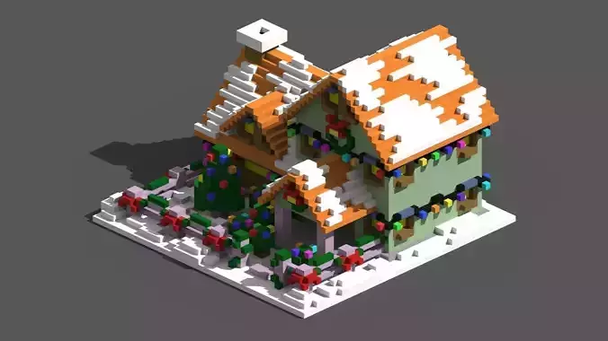 Xmas House Voxel - 2