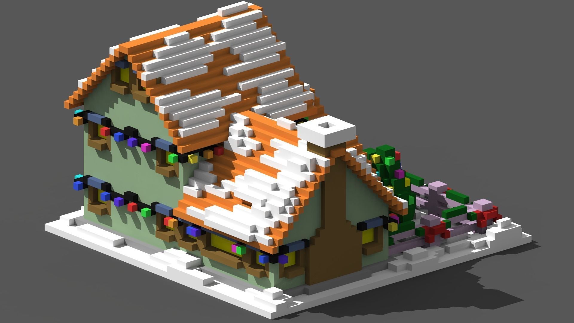 Xmas House Voxel - 2 Low-poly 3D model_2