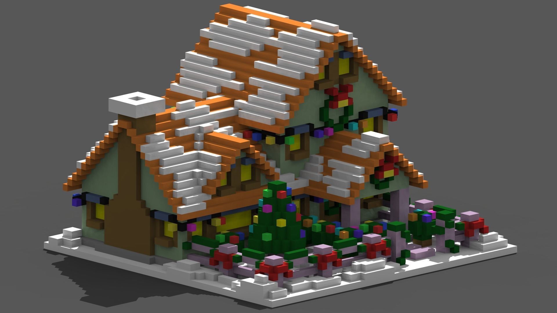 Xmas House Voxel - 2 Low-poly 3D model_3