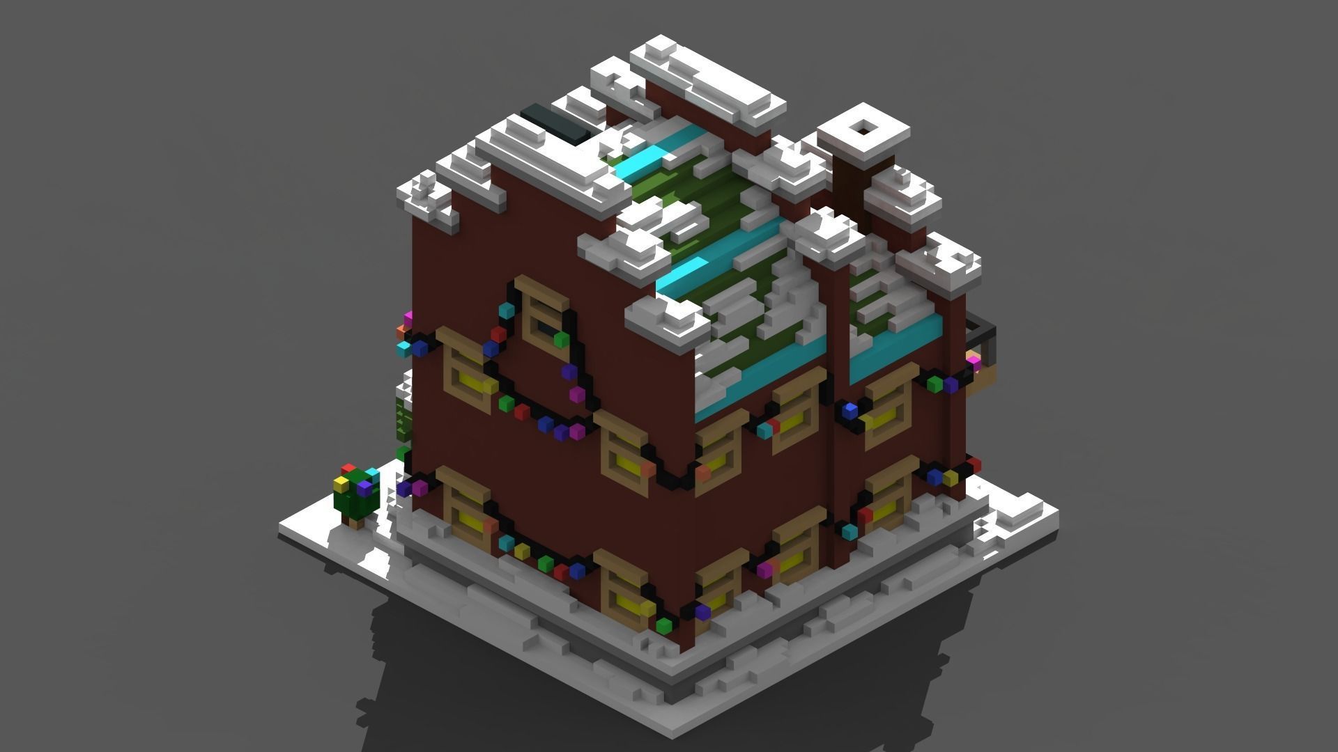 Xmas House Voxel - 3 Low-poly 3D model_2