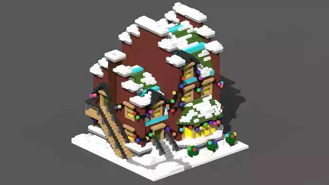 Xmas House Voxel - 3 Low-poly 3D model Xmas House Voxel - 3 Low-poly 3D model