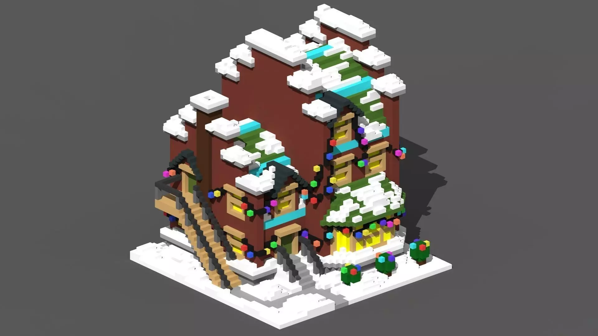 Xmas House Voxel - 3 Low-poly 3D model_0