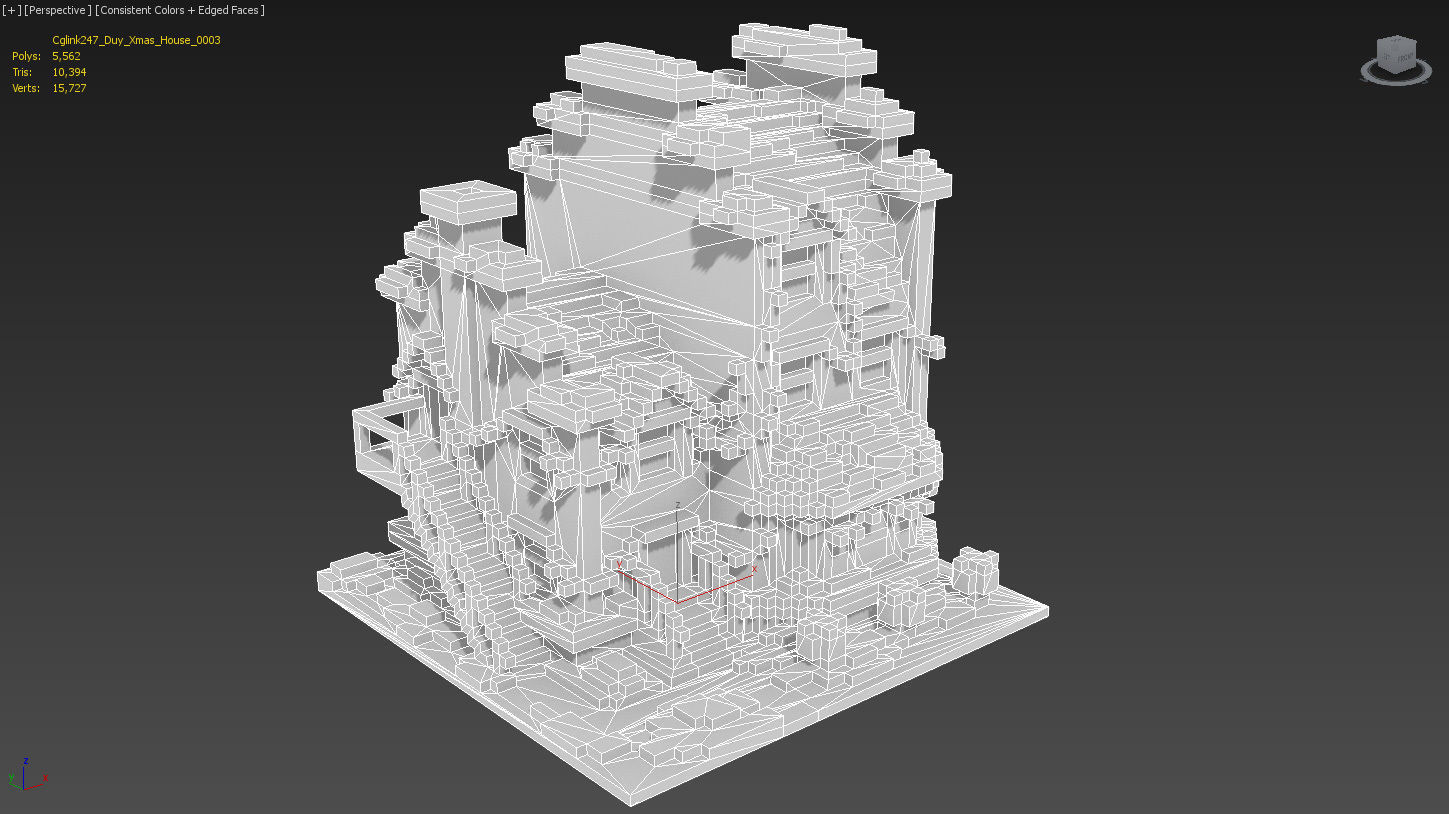 Xmas House Voxel - 3 Low-poly 3D model_4