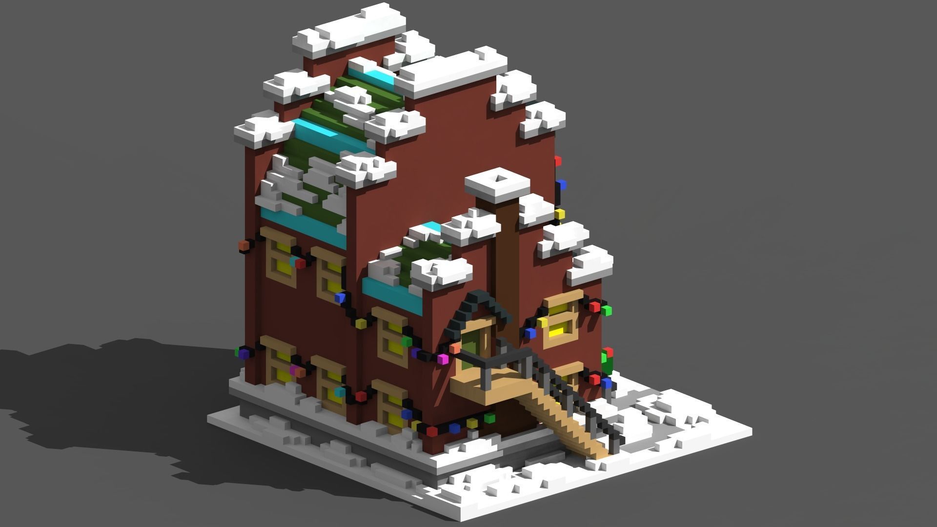 Xmas House Voxel - 3 Low-poly 3D model_3