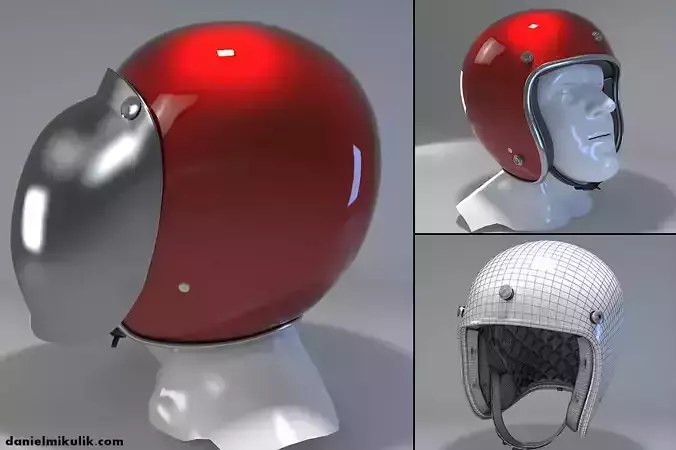 Retro Motorcycle Helmet with face Cover
