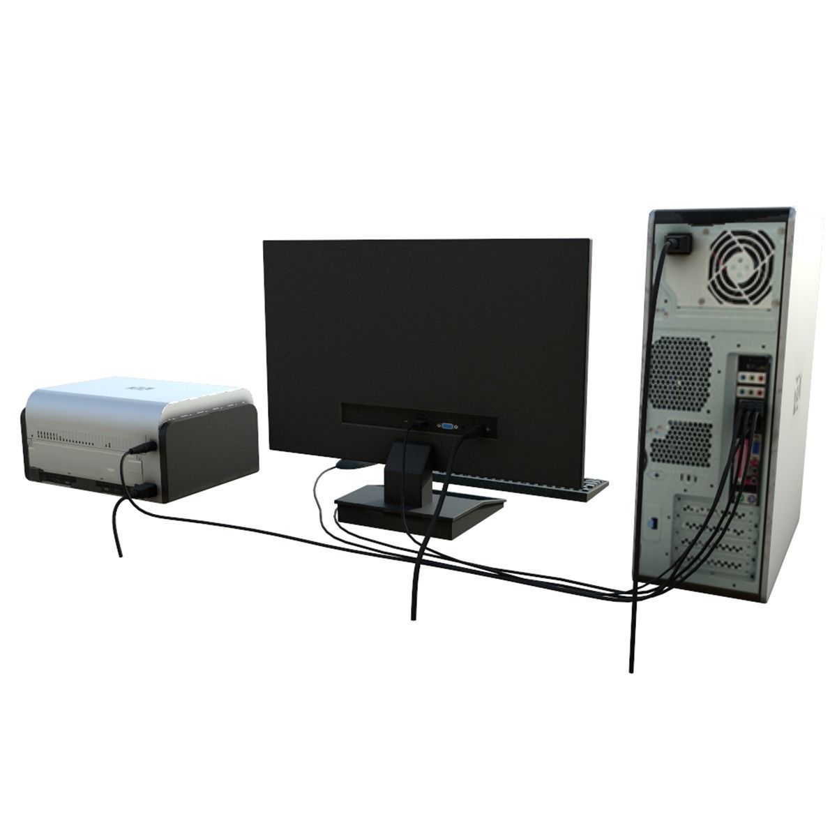 Desktop Computer Low-poly 3D model_2