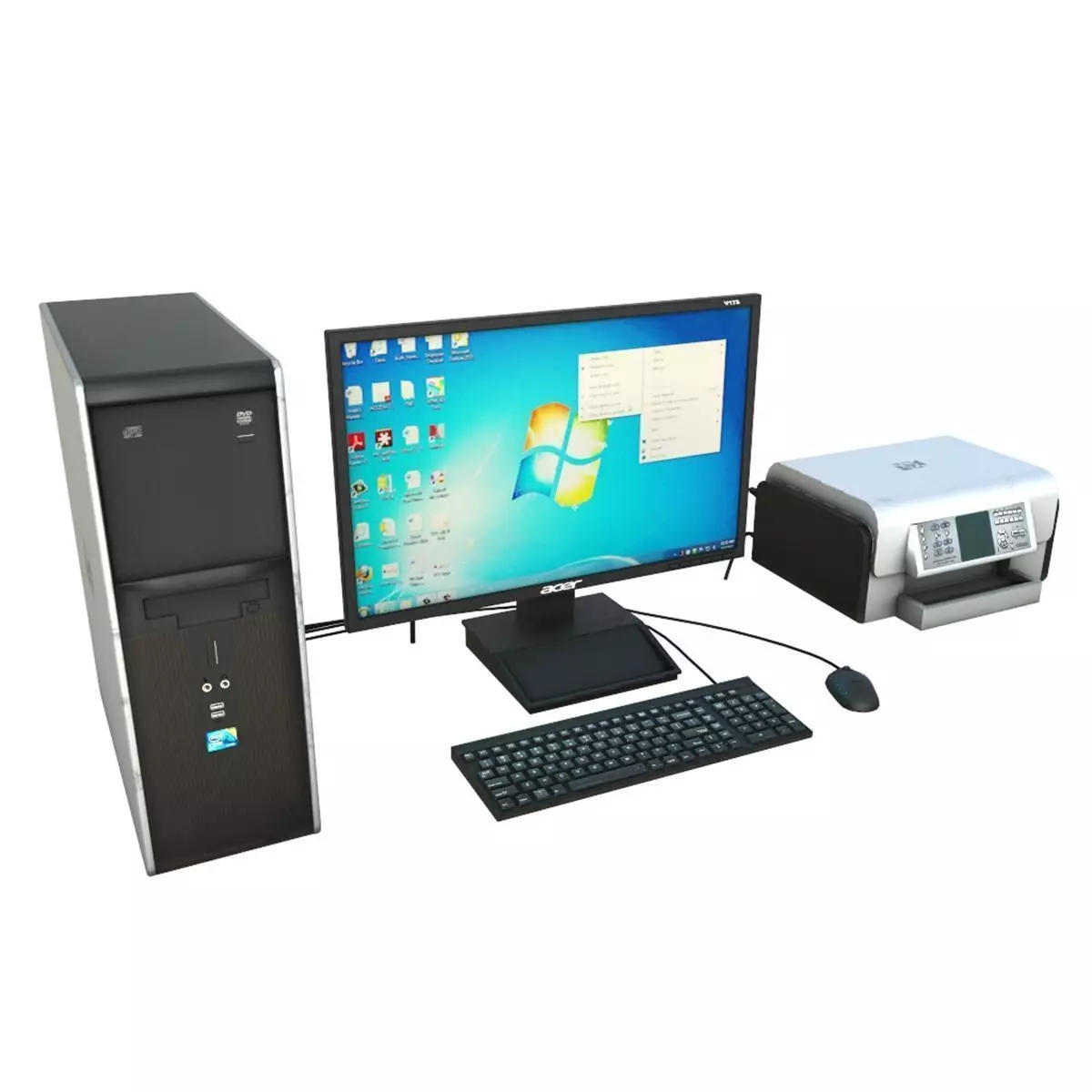 Desktop Computer Low-poly 3D model_0
