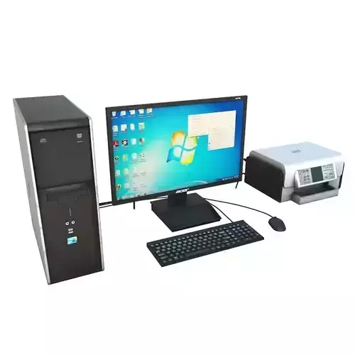 Desktop Computer Low-poly 3D model