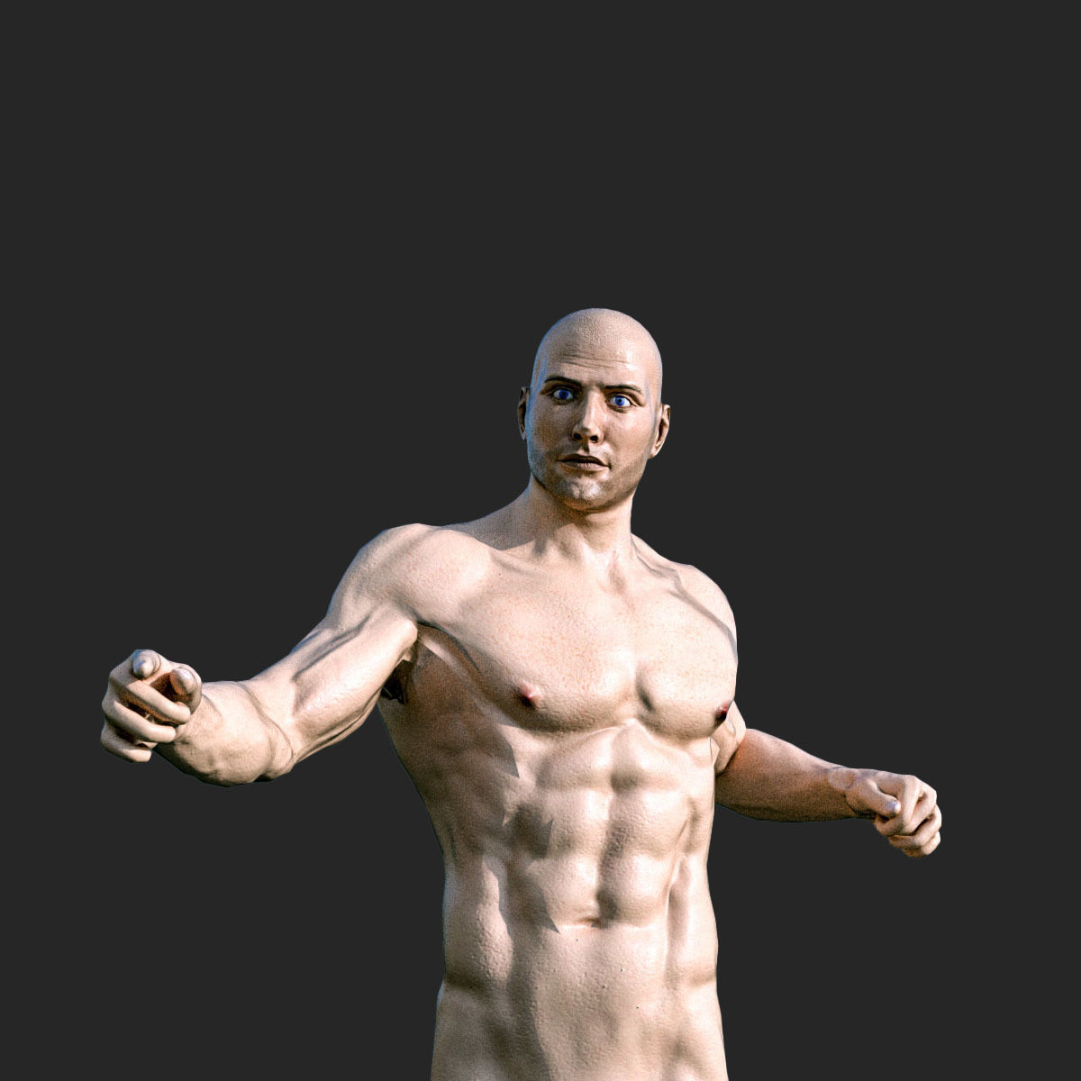 Rigged Male Muscular GAME READY 3d model Low-poly 3D model_10