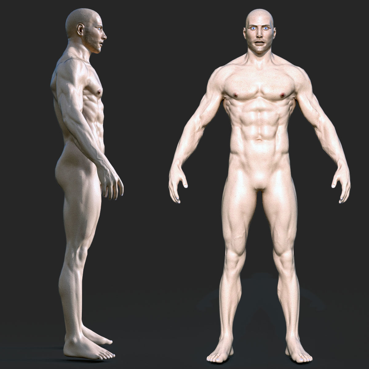 Rigged Male Muscular GAME READY 3d model Low-poly 3D model_5