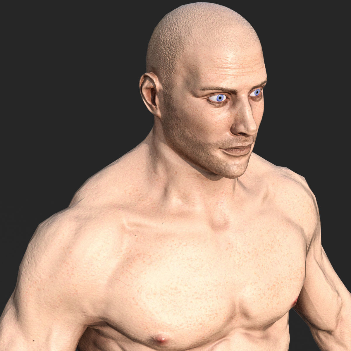 Rigged Male Muscular GAME READY 3d model Low-poly 3D model_8