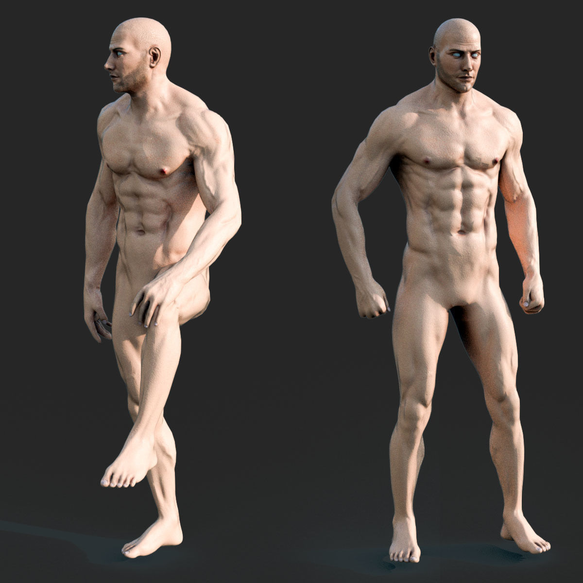 Rigged Male Muscular GAME READY 3d model Low-poly 3D model_3